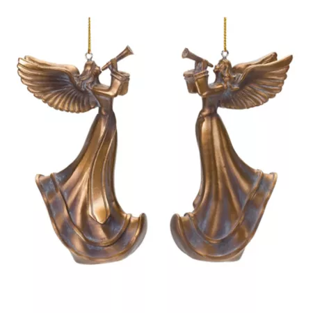 Melrose International Bronze Trumpet Angel Ornament (Set of 6) Christmas Ornaments & Tree Toppers