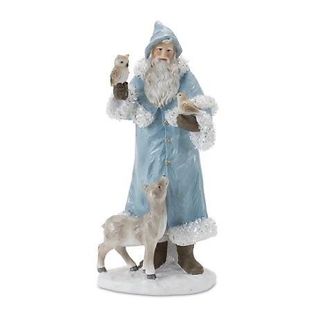 Melrose International Santa with Woodland Animals Figurine (Set of 2)