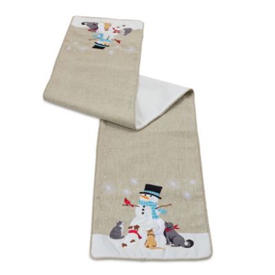 Melrose International Embroidered Snowman Holiday Table Runner, 70 in. L