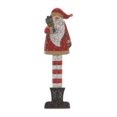 Melrose International Tall Wooden Santa with Presents 30 in. H