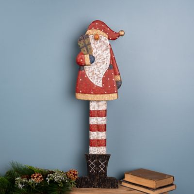 Image showing  Tall Wooden Santa with Presents 30 in. H