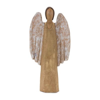 Melrose International Carved Wood Angel Statue 18 in. H