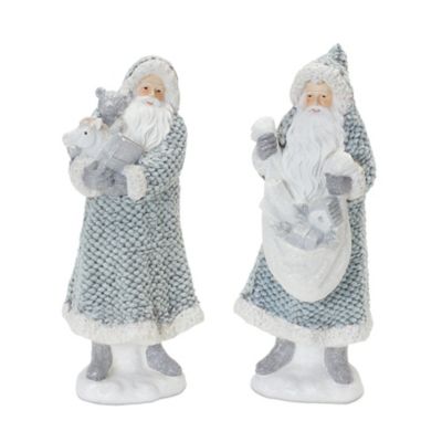 Melrose InternationalSanta with Sweater Coat Figurine (Set of 2)