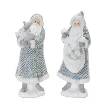 Melrose International Santa Claus Figurine with Sweater Coat (Set of 2) Christmas Kitchen & Tabletop Decor