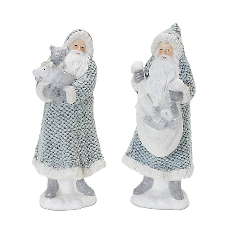 Melrose International Santa with Sweater Coat Figurine (Set of 2)