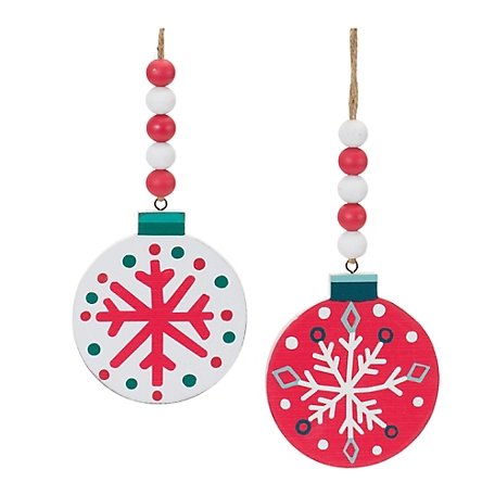 Melrose International Wood Beaded Snowflake Ornament (Set of 12)
