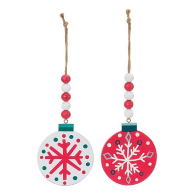 Image showing  Wood Beaded Snowflake Ornament (Set of 12)