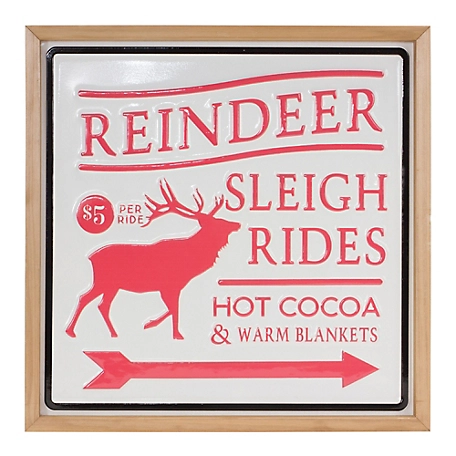Melrose International Reindeer Rides Wall Sign 15.5 in. SQ