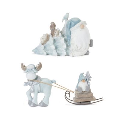 Melrose International Gnome with Woodland Animals Figurine, 2 pc. Set