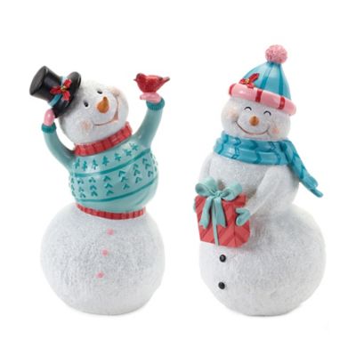 Melrose International Whimsical Snowman Figurine (Set of 2)