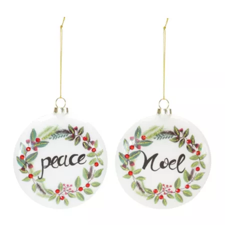 Melrose International Peace and Christmas Wreath Disc Ornament (Set of 12) Christmas Ornaments & Tree Toppers