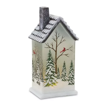 Melrose International LED Lighted House with Pine Trees (Set of 2) Christmas Kitchen & Tabletop Decor