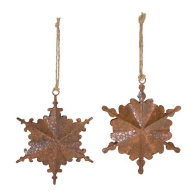 Melrose International Floral Metal Snowflake Ornament (Set of 6)