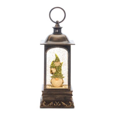 Melrose International LED Snow Globe Lantern with Gnome Stack 9.75 in. H