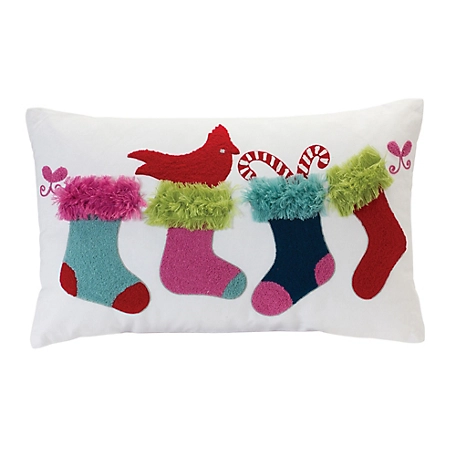 Melrose International Colorful Stocking Holiday Pillow 19.5 in. L