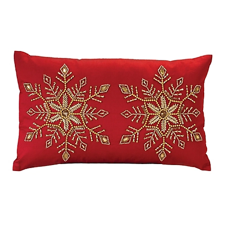 Melrose International Beaded Snowflake Holiday Pillow 20 in. L