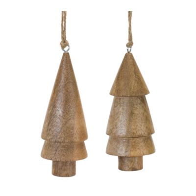 Melrose International Rustic Wood Pine Tree (Set of 2)