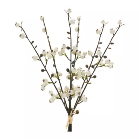 Melrose InternationalWhite Winter Berry Twig Set (Set of 6) Artificial Christmas Plants