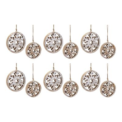 Image showing  Wood Cut Out Snowflake Ornament (Set of 12)