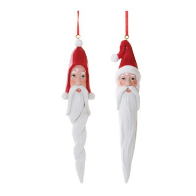 Melrose International Carved Santa Drop Ornament (Set of 6)