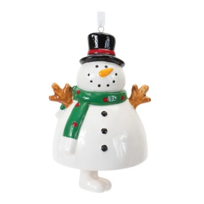 Melrose International Ceramic Snowman Bell Ornament (Set of 12)