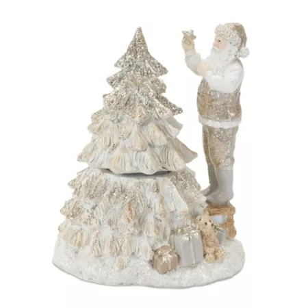 Melrose InternationalSanta Claus with Spinning Christmas Tree (Set of 2) Christmas Kitchen & Tabletop Decor