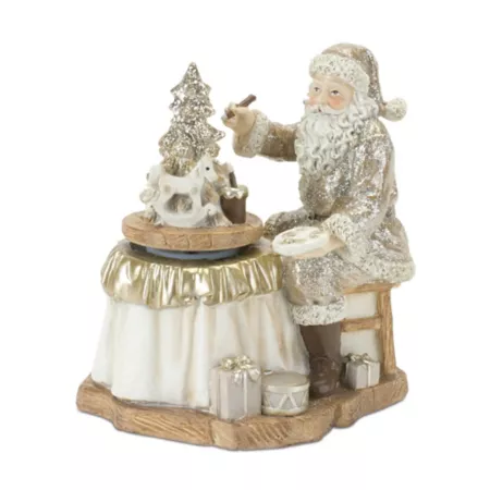 Melrose International Santa Claus with Spinning Christmas Tree (Set of 2) Christmas Kitchen & Tabletop Decor