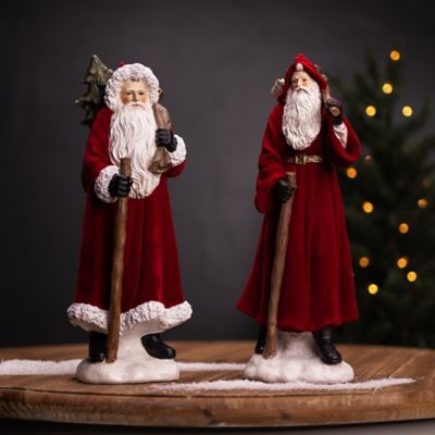 Image showing  Flocked Santa Figurines with Hood and Staff, 2 pc.