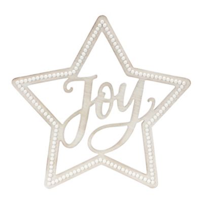 Melrose InternationalBeaded Wood Star with Joy Sentiment (Set of 2)