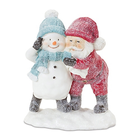 Melrose International Whimsical Santa and Snowman Selfie Figurine (Set of 2)