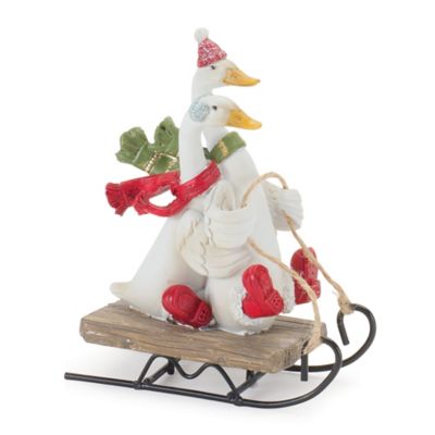 Melrose International Sledding Holiday Goose Figurine (Set of 4)