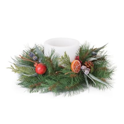 Melrose International Mixed Pine Fruit Candle Ring 18 in. D, 86845