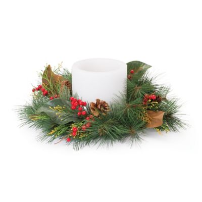 Melrose InternationalMixed Pine and Magnolia Candle Ring (Set of 2)