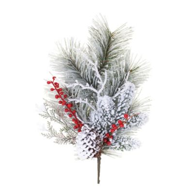 Melrose Set of 2 Pine with Berry and Ornament Artificial Christmas