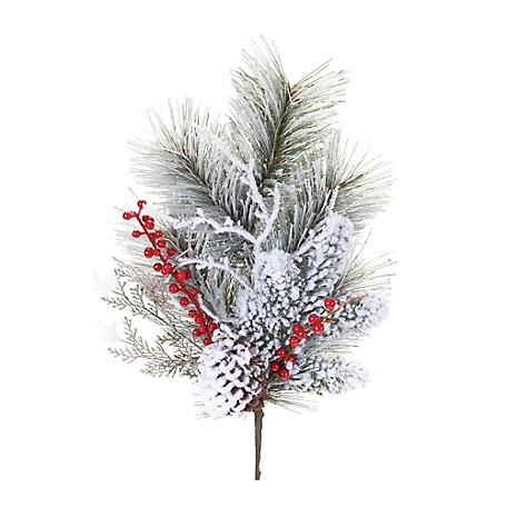 Melrose International Snowy Pine w/Berry Spray (Set of 2)