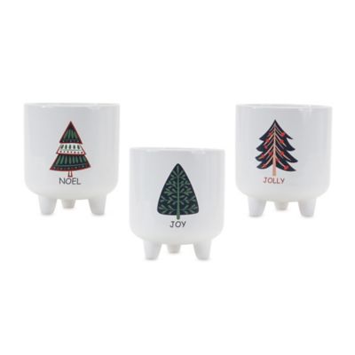 Melrose International Footed Pine Tree Planter (Set of 3)