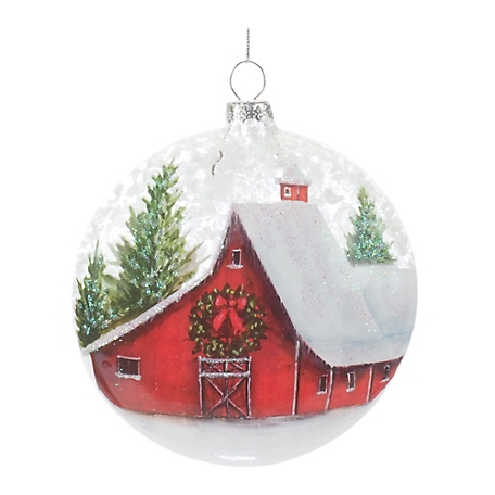Melrose International Frosted Barn Ball Ornament (Set of 12)