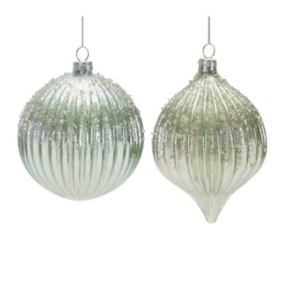 Melrose International Beaded Irredescent Glass Ornament (Set of 6)