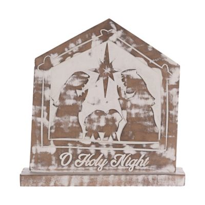 Image showing  White Washed Nativity Sign (Set of 2)