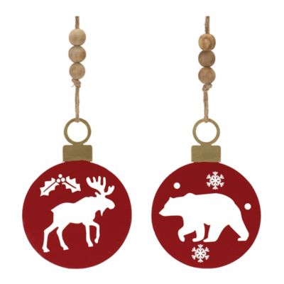 Melrose International Metal Cut Out Bear and Moose Ornament (Set of 12)
