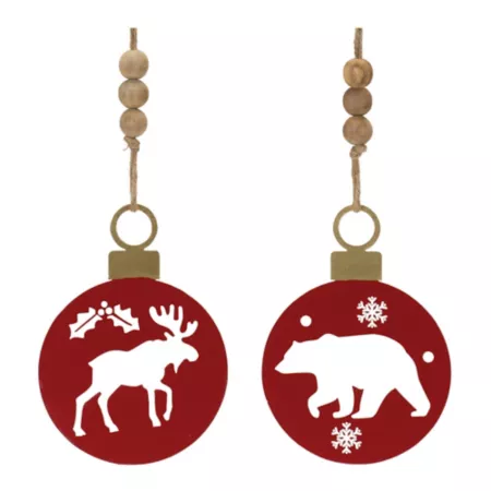 Melrose International Metal Cutout Bear and Moose Ornament (Set of 12) Christmas Ornaments & Tree Toppers