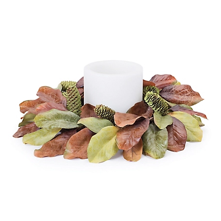 Melrose International Fall Magnolia Leaf Candle Ring 17 in. D