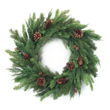 Melrose International Mixed Pine Cone Wreath 27" D Artificial Christmas Wreaths