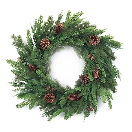 Melrose International Mixed Pine Cone Wreath 27 in. D