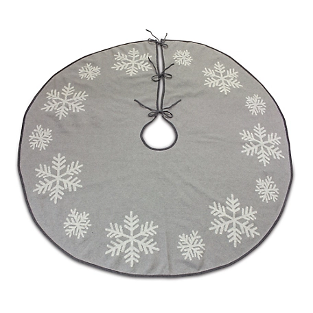 Melrose International Grey Woven Snowflake Tree Skirt 48 in. D