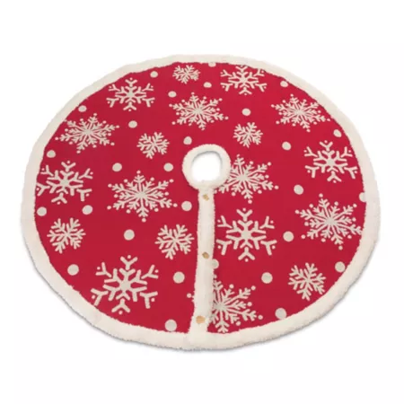 Melrose International Red Woven Snowflake Tree Skirt 48" D Christmas Tree Skirts