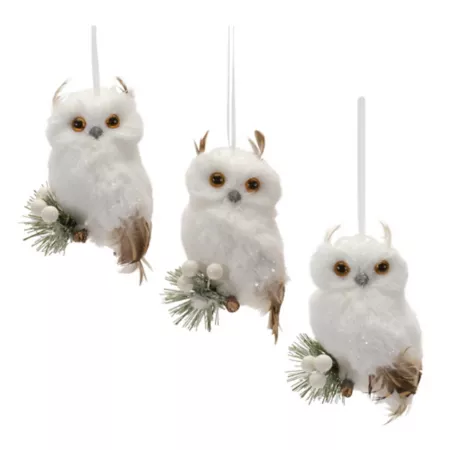 Melrose International Feathered Owl Ornament (Set of 6 ( Christmas Ornaments & Tree Toppers