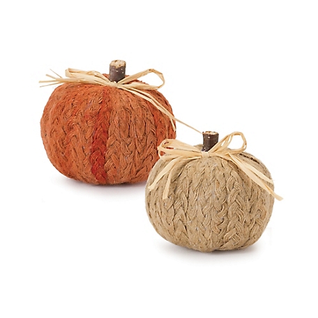 Melrose International Braided Fabric Pumpkin (Set of 2)