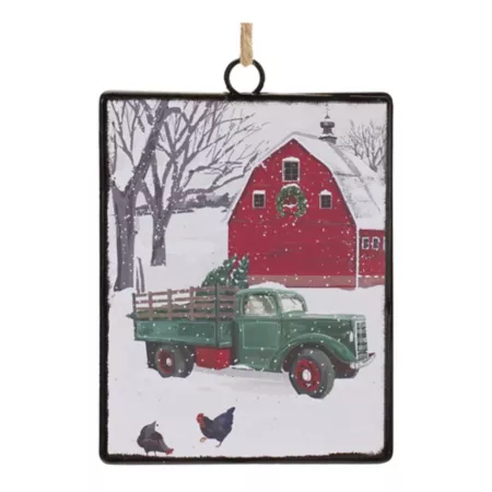 Melrose International Glass Truck and Barn Ornament (Set of 12) Christmas Ornaments & Tree Toppers