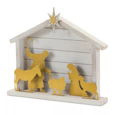 Melrose International17.75" L Cutout Metal Nativity Scene Christmas Kitchen & Tabletop Decor